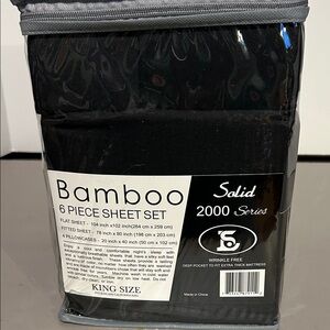 Solid Black Bamboo 6 Piece Sheet Set